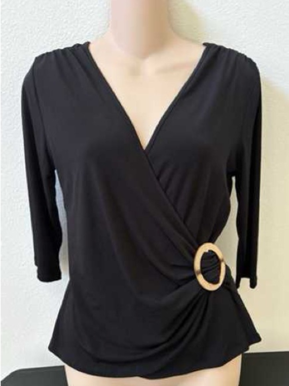 Vintage Wrap Top with Wooden Detail